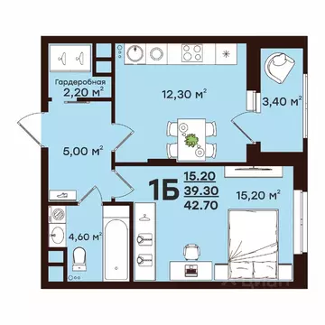 1-к кв. Владимирская область, Владимир ул. Чайковского, 7 (42.7 м)
