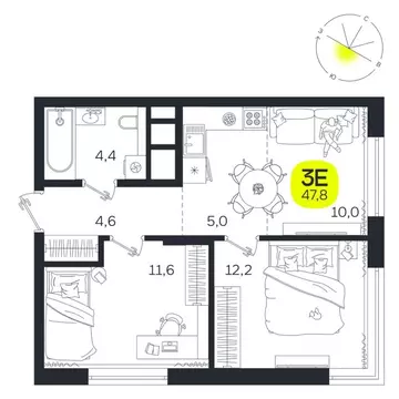 3-к кв. Свердловская область, Екатеринбург Южная Ботаника жилрайон, ...