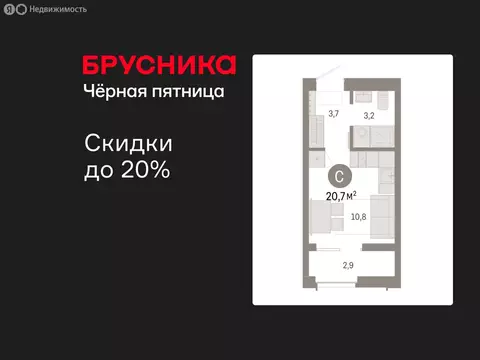 Квартира-студия: Новосибирск, Большевистская улица, 66 (20.69 м)