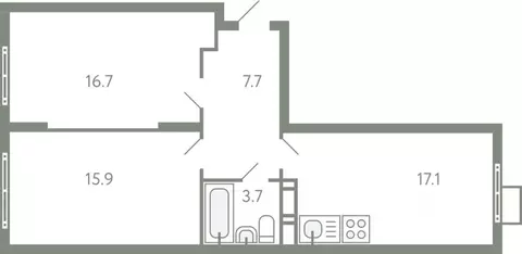 2-к кв. Московская область, Ленинский городской округ, Молоково пгт ...