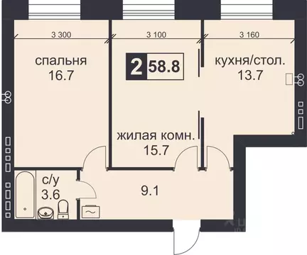 2-к кв. Ставропольский край, Михайловск Шпаковский район, Михайловский ...
