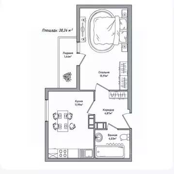 1-к кв. Ярославская область, Ярославль ул. Дядьковская, 25А (38.24 м)
