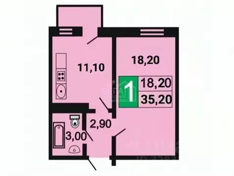 1-к кв. Москва ул. Генерала Донскова, 29к3 (35.2 м)