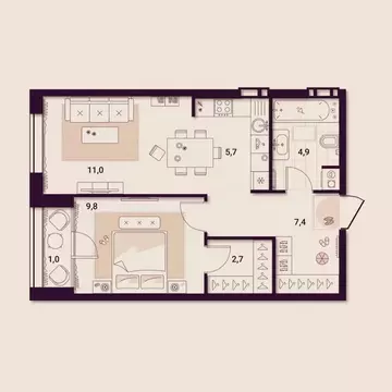 1-к кв. Приморский край, Артем ул. Куйбышева, 11А (42.52 м)