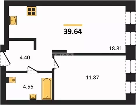1-к кв. Челябинская область, Челябинск ул. Братьев Кашириных, 34 (39.6 ...