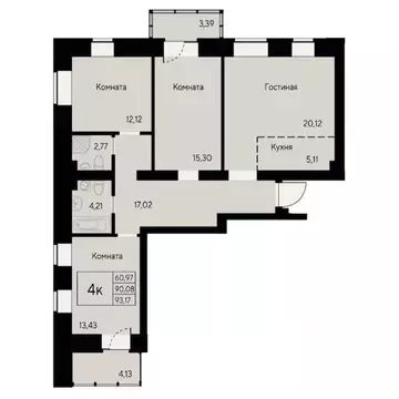 4-к кв. Красноярский край, Красноярск ул. Елены Стасовой, 80 (93.4 м)