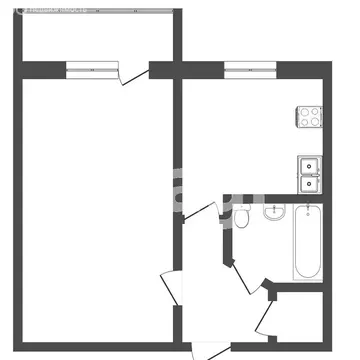 1-комнатная квартира: Тюмень, проезд Геологоразведчиков, 16 (31 м)