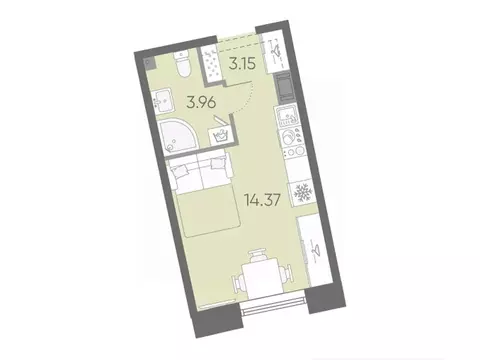 Студия Санкт-Петербург Невская Губа тер., 4 уч,  (21.48 м)