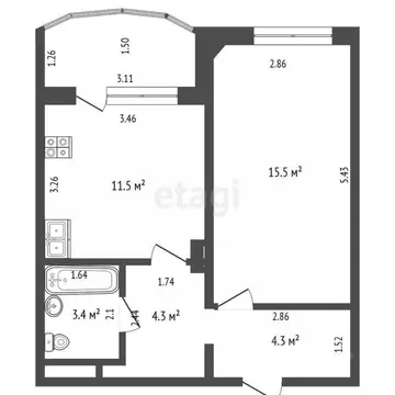 1-к кв. Саха (Якутия), Якутск ул. Бестужева-Марлинского, 3 (38.6 м)