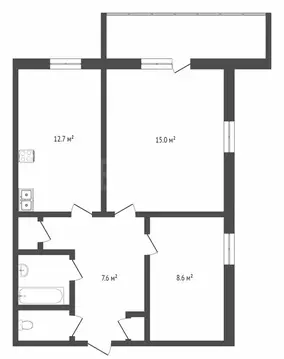 2-комнатная квартира: Тобольск, 4-й микрорайон, 26 (47.7 м)