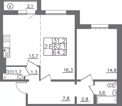 2-к кв. Иркутская область, Иркутск ИВАТУ городок, Авиатор жилой ...