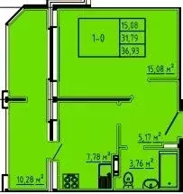 1-к кв. Брянская область, Брянский район, пос. Мичуринский  (36.93 м)