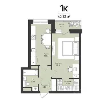 1-к кв. Пермский край, Пермь Уинская ул., 54 (42.33 м)