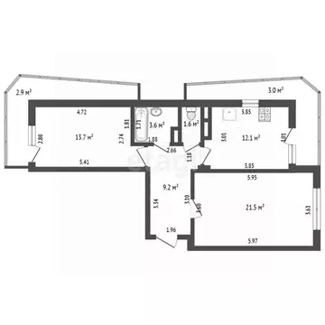2-к кв. Мордовия, Саранск просп. Ленина, 23а (61.7 м)