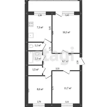 3-комнатная квартира: Ялуторовск, улица Дзержинского, 1 (57.8 м)
