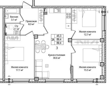 3-к кв. Псковская область, Псковский район, Завеличенская волость, д. ...