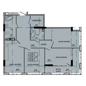 3-к кв. Ивановская область, Иваново ул. Орбитальная, 5 (107.8 м)