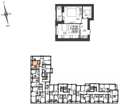 1-к кв. Мордовия, Саранск Химмаш жилрайон, 4-й мкр,  (34.34 м)