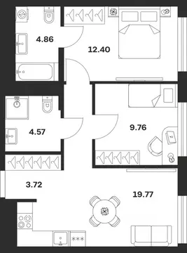 2-к кв. Тульская область, Тула ул. Академика Насоновой, 18 (55.08 м)