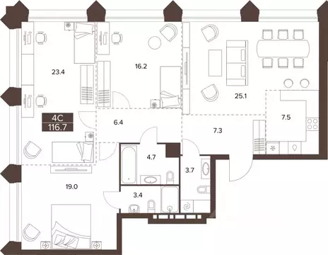 3-к кв. Алтайский край, Барнаул Социалистический просп., 97 (116.7 м)
