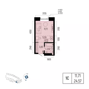 1-к кв. Башкортостан, Уфа Глумилино-1 мкр, Новатор жилой комплекс ...