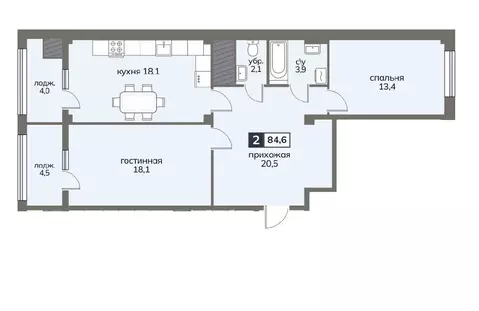 2-к кв. Ставропольский край, Ставрополь ул. Серова, 468/3 (84.6 м)