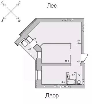 2-к кв. Томская область, Томск Нижний пер., 51 (48.09 м)