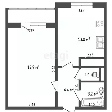1-к кв. Калининградская область, Калининград ул. Дзержинского, 168В ...