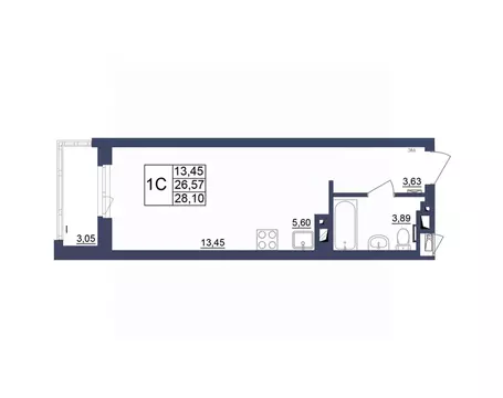 Студия Башкортостан, Уфа Космос жилой комплекс, лит1 (26.97 м)
