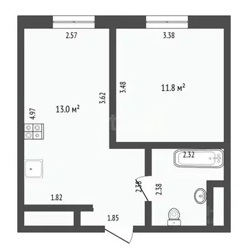 1-к кв. Тюменская область, Тюмень Новгородская ул., 20 (32.3 м)