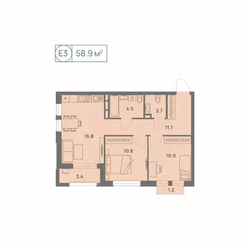 3-к кв. Пермский край, Пермь Трамвайная ул., 27 (58.9 м)