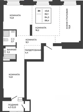 3-к кв. Алтайский край, Барнаул тракт Павловский, 251Б (84.3 м)