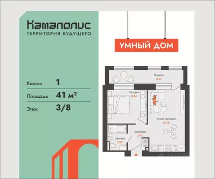 1-к кв. Пермский край, Пермь Заимка мкр, Камаполис жилой комплекс ...