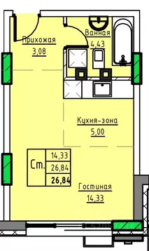 1-к кв. Алтайский край, Заринск 1-й мкр,  (26.84 м)