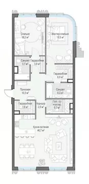 Квартира, 3 комнаты, 125 м