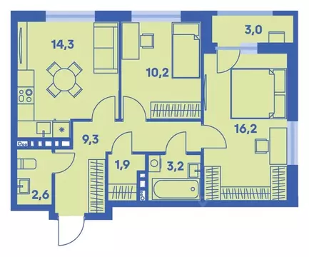 3-к кв. Пермский край, Пермь ул. Карпинского, 115 (59.2 м)