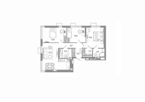 3-к кв. Астраханская область, Астрахань ул. Латышева (79.2 м)