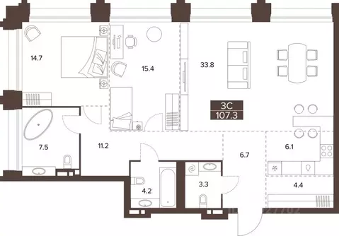 3-к кв. Алтайский край, Барнаул Социалистический просп., 97 (107.3 м)