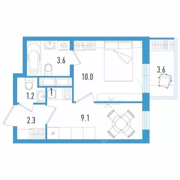 1-к кв. Санкт-Петербург пос. Шушары, просп. Старорусский, 7 (27.3 м)