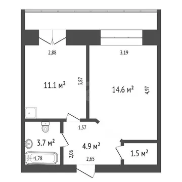 1-комнатная квартира: Красноярск, улица Мичурина, 2Д (36 м)