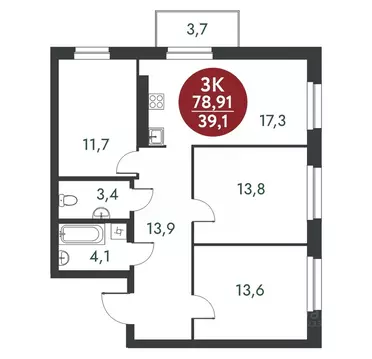 3-к кв. Новосибирская область, Новосибирск Скандинавские Кварталы ...