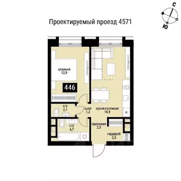 1-к кв. Москва Шелепиха жилой комплекс (44.0 м)