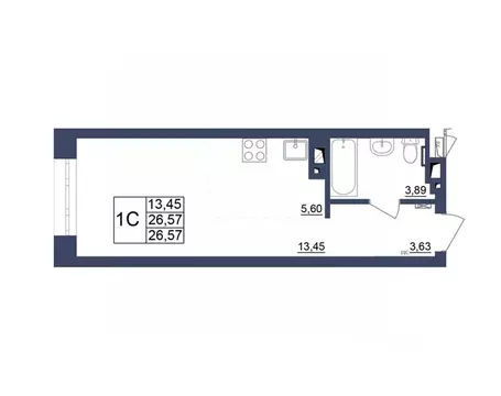 Студия Башкортостан, Уфа Космос жилой комплекс, лит1 (26.66 м)