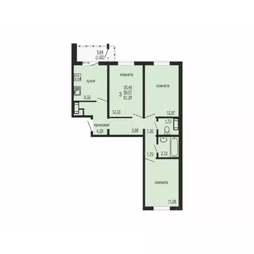 3-к кв. Челябинская область, Челябинский городской округ, пос. ...