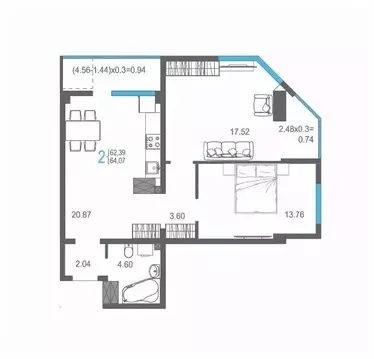 2-к кв. Крым, Ялта ул. Кирова, 155Ак1 (64.07 м)