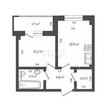 1-к кв. Челябинская область, Челябинск ул. Татищева, 256 (49.2 м)