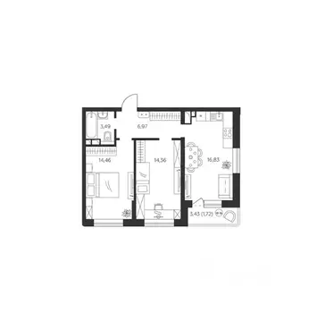 2-к кв. Краснодарский край, Краснодар  (57.83 м)