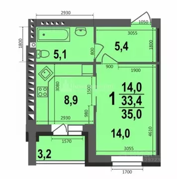 1-к кв. Владимирская область, Ковров ул. 9 Мая, 6 (35.0 м)