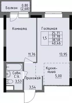 1-к кв. Удмуртия, Ижевск Строитель жилрайон, 4-й мкр,  (38.58 м)