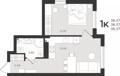 1-к кв. Калининградская область, Светлогорск  (36.37 м)